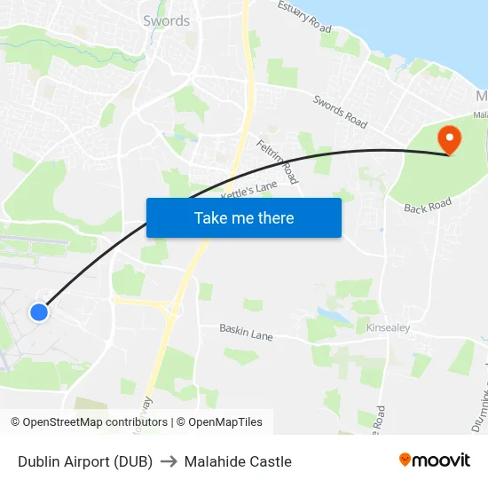 Dublin Airport (DUB) to Malahide Castle map