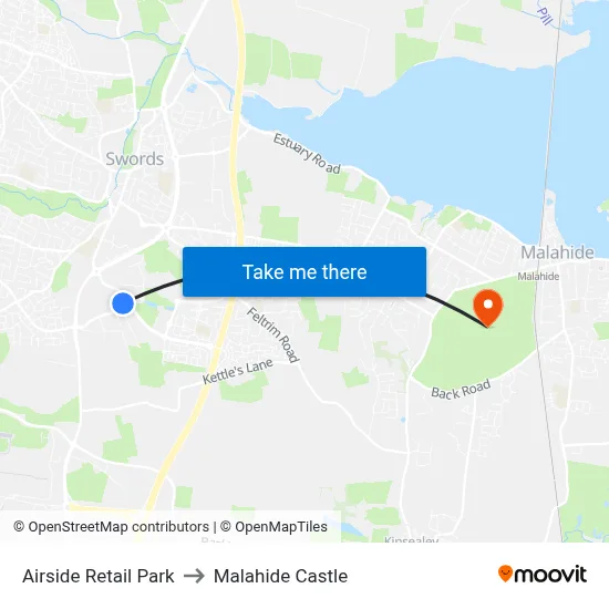 Airside Retail Park to Malahide Castle map