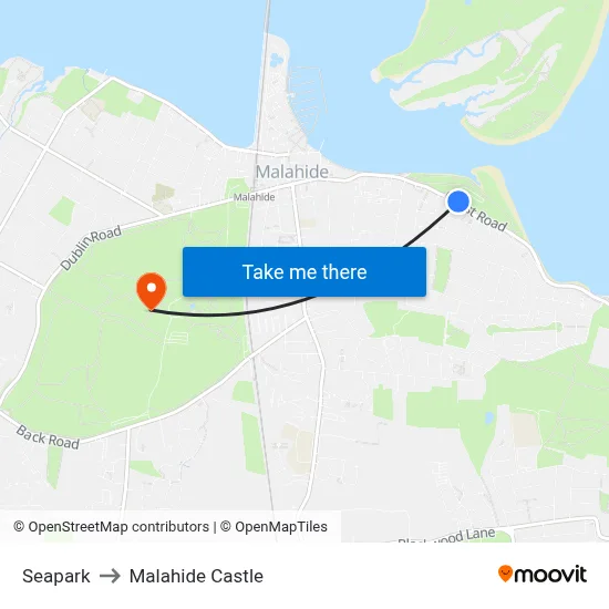 Seapark to Malahide Castle map
