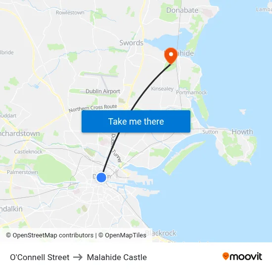 O'Connell Street to Malahide Castle map