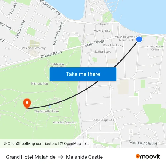 Grand Hotel Malahide to Malahide Castle map