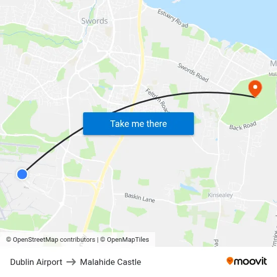 Dublin Airport to Malahide Castle map