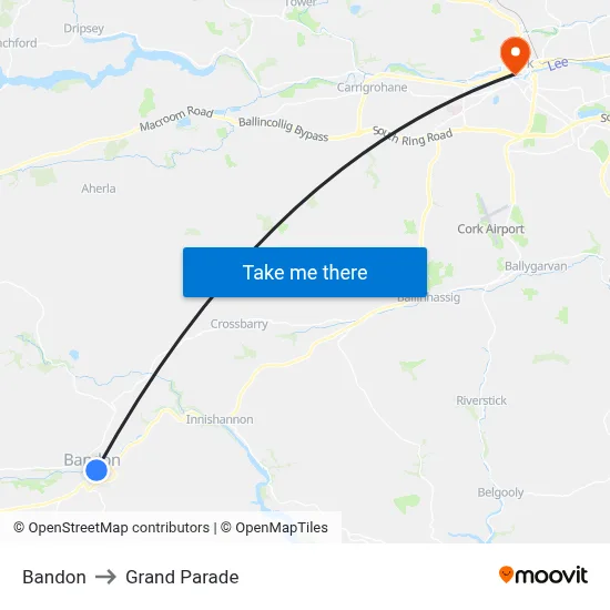 Bandon to Grand Parade map
