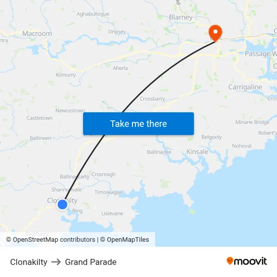 Clonakilty to Grand Parade map