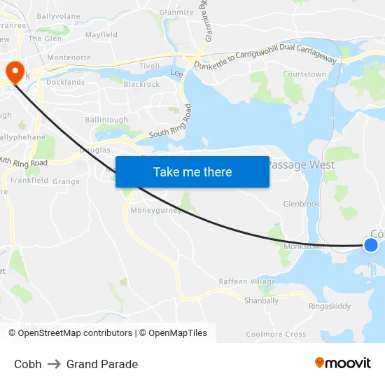 Cobh to Grand Parade map