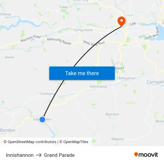 Innishannon to Grand Parade map