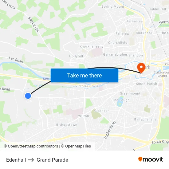 Edenhall to Grand Parade map