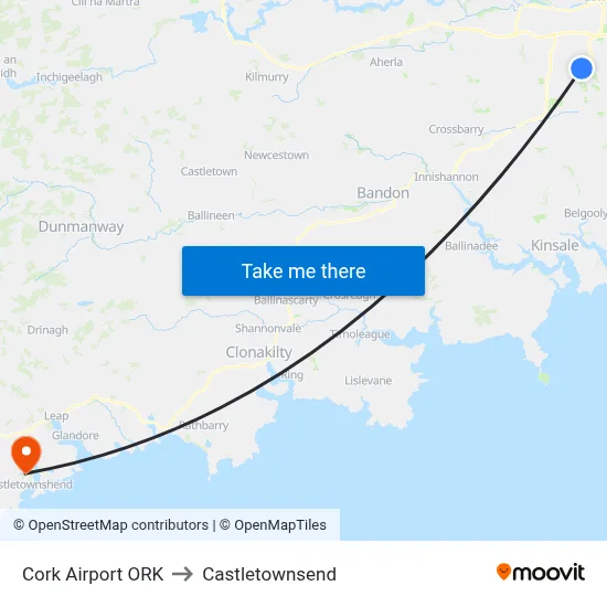 Cork Airport ORK to Castletownsend map