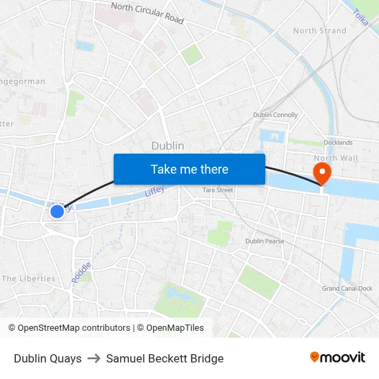 Dublin Quays to Samuel Beckett Bridge map