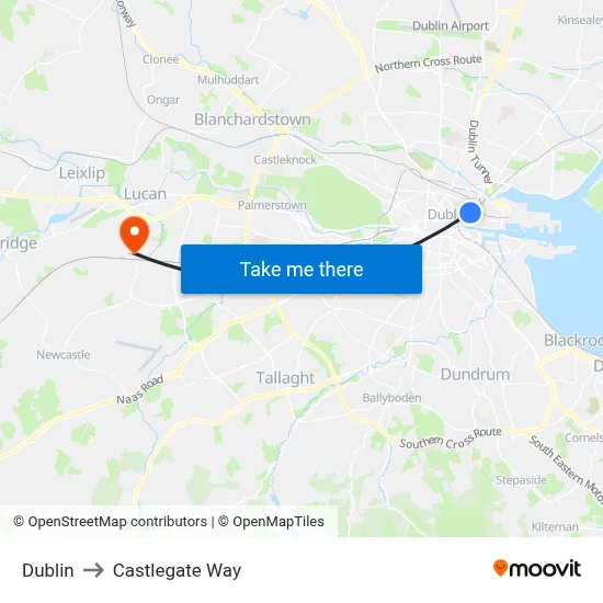Dublin to Castlegate Way map