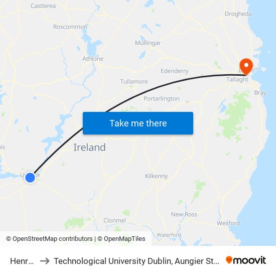 Henry St to Technological University Dublin, Aungier Street Campus map