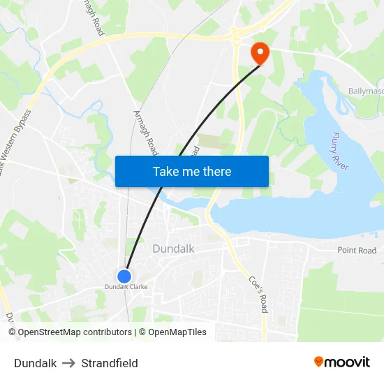 Dundalk to Strandfield map