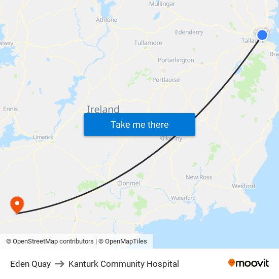 Eden Quay to Kanturk Community Hospital map