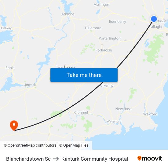 Blanchardstown Sc to Kanturk Community Hospital map