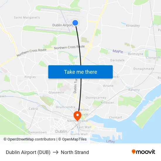 Dublin Airport (DUB) to North Strand map