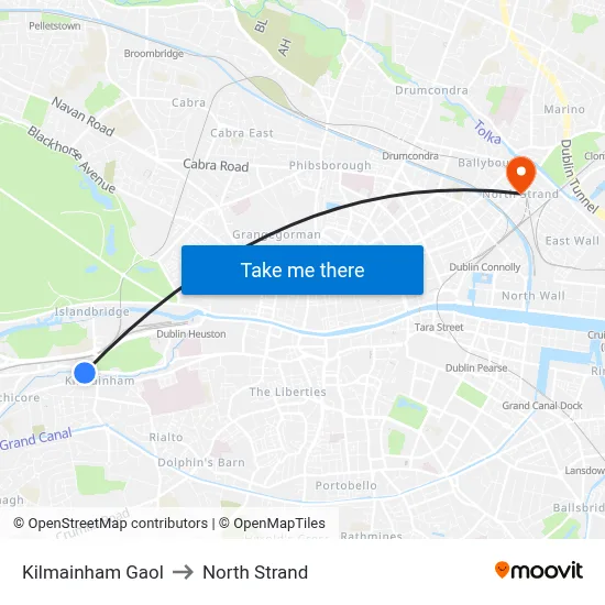 Kilmainham Gaol to North Strand map