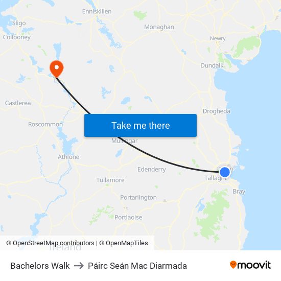 Bachelors Walk to Páirc Seán Mac Diarmada map