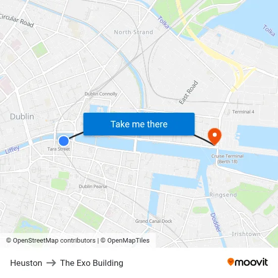 Heuston to The Exo Building map