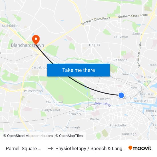 Parnell Square West to Physiothetapy / Speech & Language map
