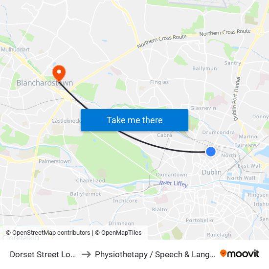 Dorset Street Lower to Physiothetapy / Speech & Language map