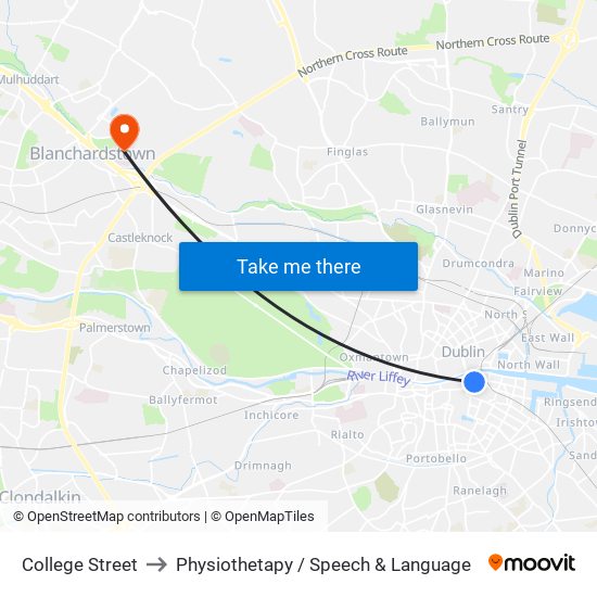 College Street to Physiothetapy / Speech & Language map