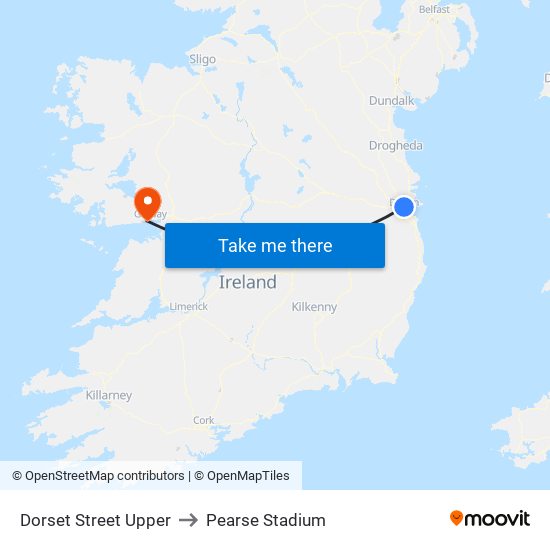 Dorset Street Upper to Pearse Stadium map
