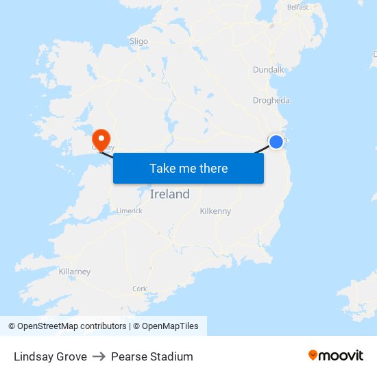 Lindsay Grove to Pearse Stadium map