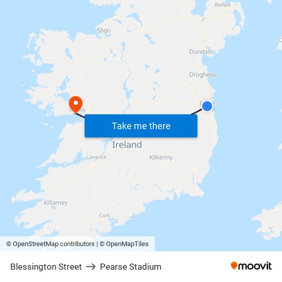 Blessington Street to Pearse Stadium map