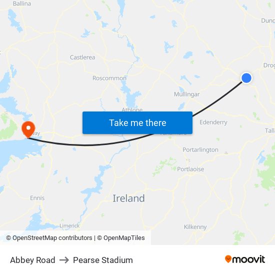 Abbey Road to Pearse Stadium map
