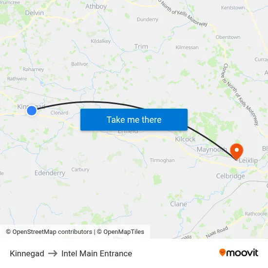 Kinnegad to Intel Main Entrance map