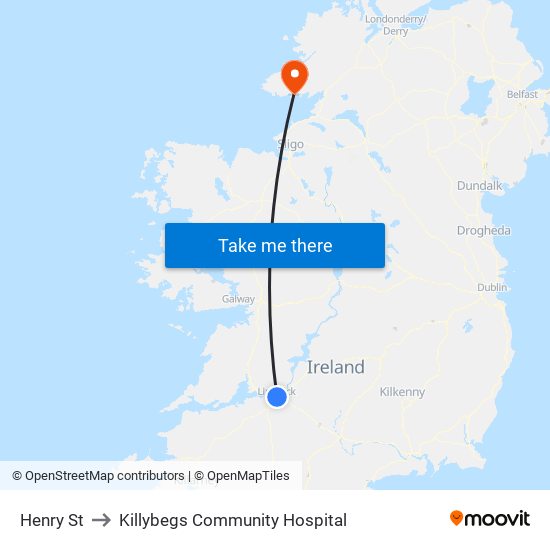 Henry St to Killybegs Community Hospital map