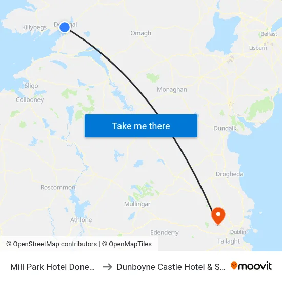 Mill Park Hotel Donegal to Dunboyne Castle Hotel & Spa map