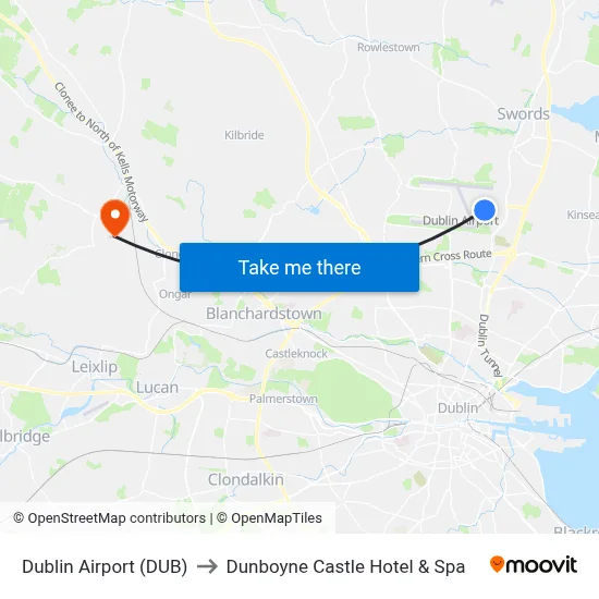 Dublin Airport (DUB) to Dunboyne Castle Hotel & Spa map