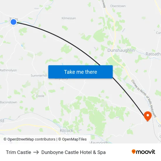Trim Castle to Dunboyne Castle Hotel & Spa map