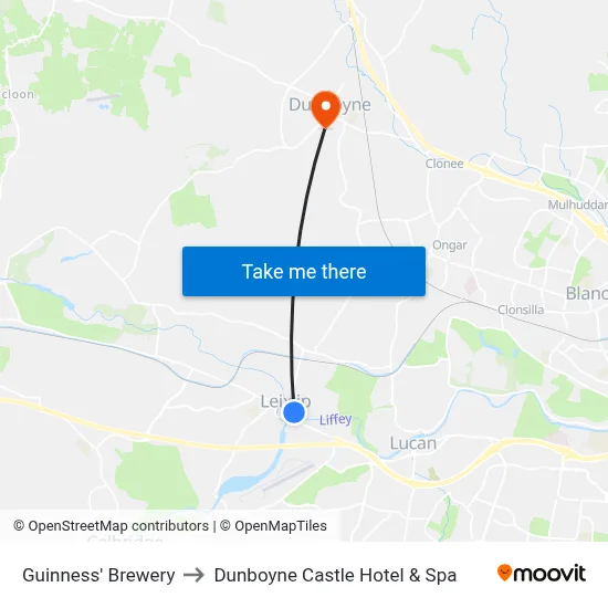 Guinness' Brewery to Dunboyne Castle Hotel & Spa map