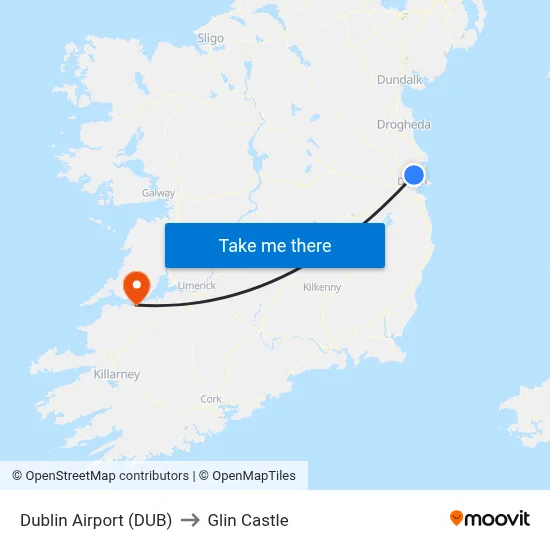 Dublin Airport (DUB) to Glin Castle map