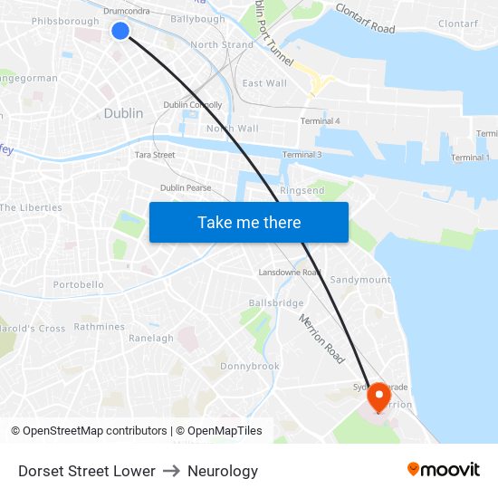 Dorset Street Lower to Neurology map