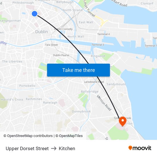 Upper Dorset Street to Kitchen map