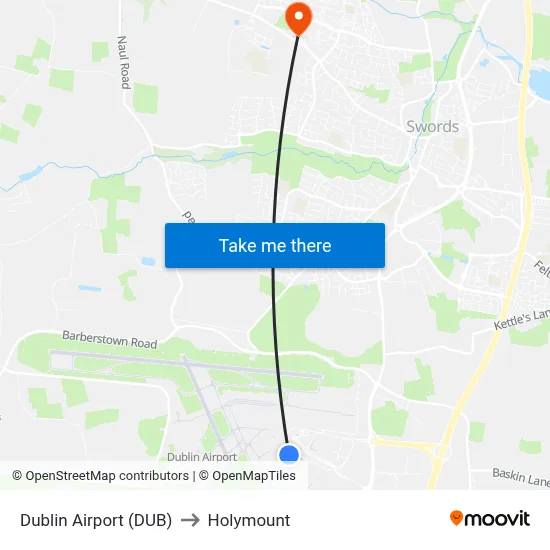 Dublin Airport (DUB) to Holymount map