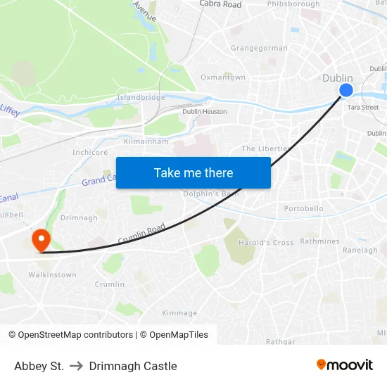 Abbey St. to Drimnagh Castle map