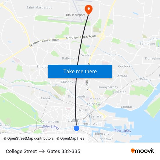 College Street to Gates 332-335 map