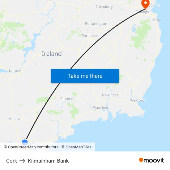 Cork to Kilmainham Bank map