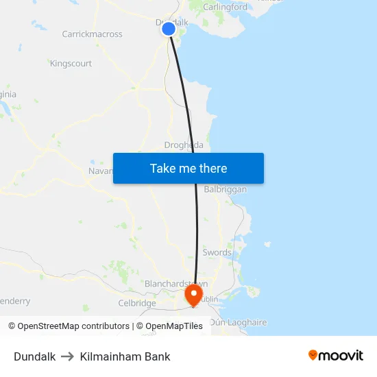 Dundalk to Kilmainham Bank map