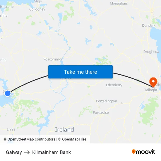 Galway to Kilmainham Bank map