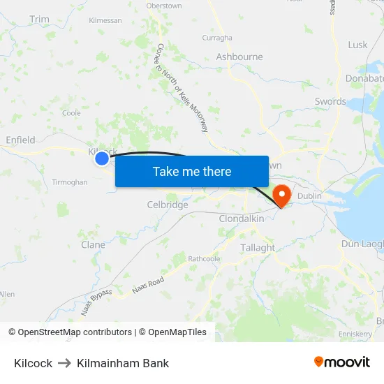 Kilcock to Kilmainham Bank map