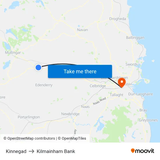 Kinnegad to Kilmainham Bank map