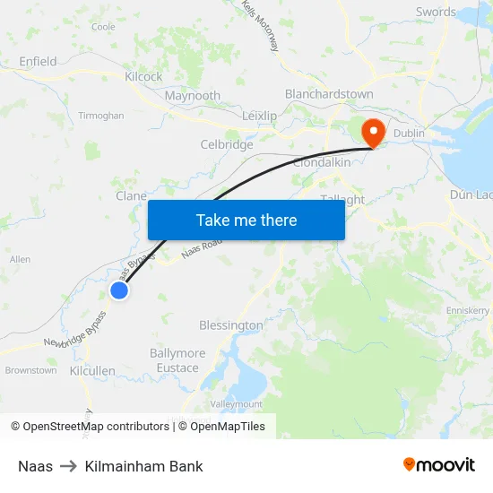 Naas to Kilmainham Bank map