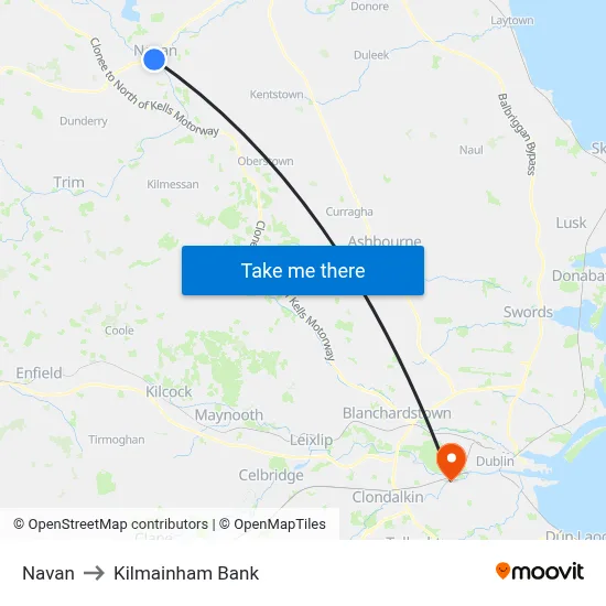 Navan to Kilmainham Bank map