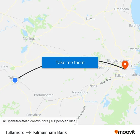Tullamore to Kilmainham Bank map