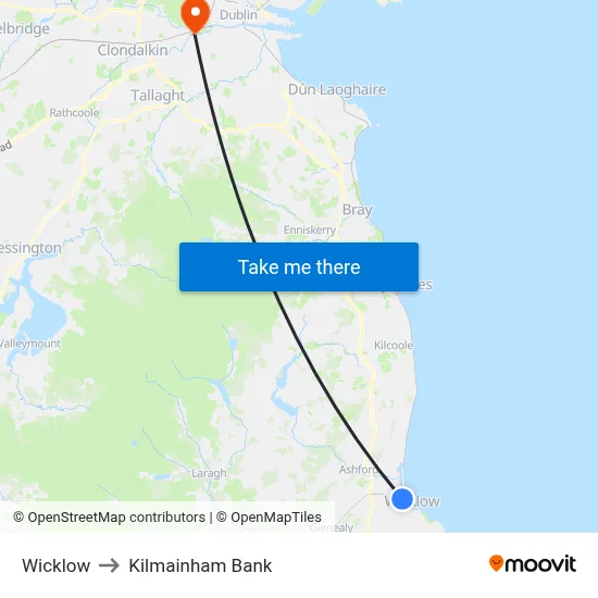 Wicklow to Kilmainham Bank map
